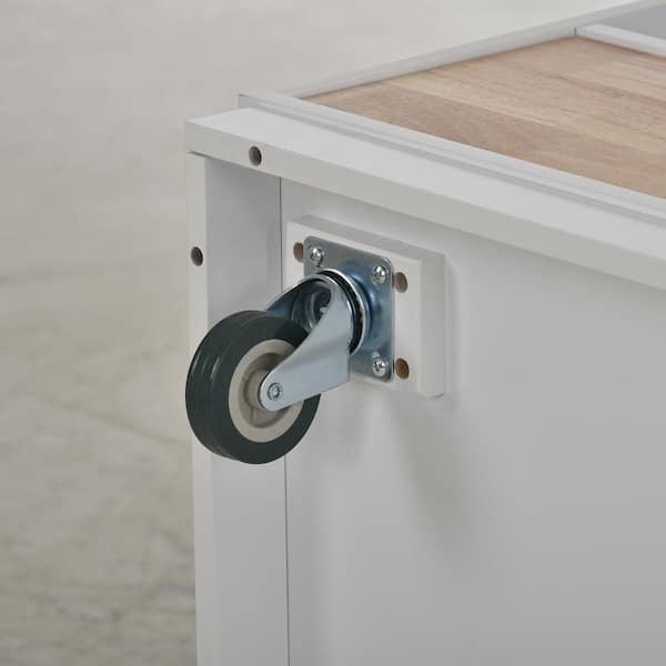 BABOOM Gray Mdf Base with Wood Top Rolling Kitchen Island (21.7-in x 46-in x 35.62-in)