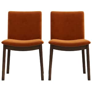 Valentine Mid Century Modern Furniture Style Orange Velvet Dining Chairs (Set of 2)