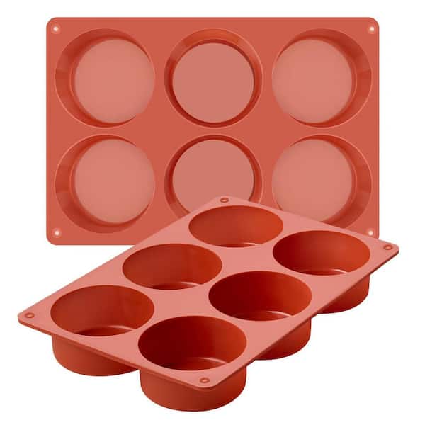 2-Pack 3 in. Deep Round Silicone Egg Bite Molds with Non-Stick Feature for Baking Breakfast Sandwich, Muffin, Cheesecake