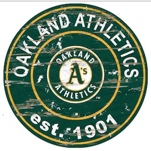 MLB Oakland Athletics 24 in. Distressed Wooden Wall Art Circle Sign