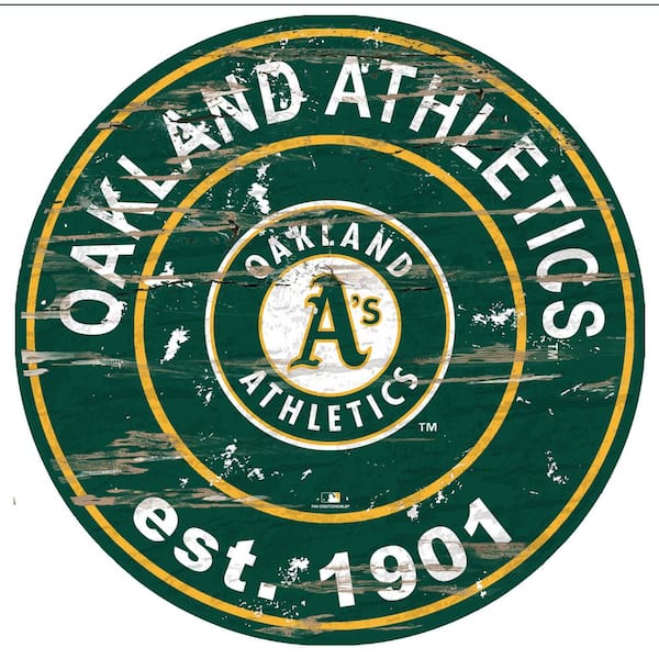 Fan Creations MLB Oakland Athletics 24 in. Distressed Wooden Wall Art Circle Sign