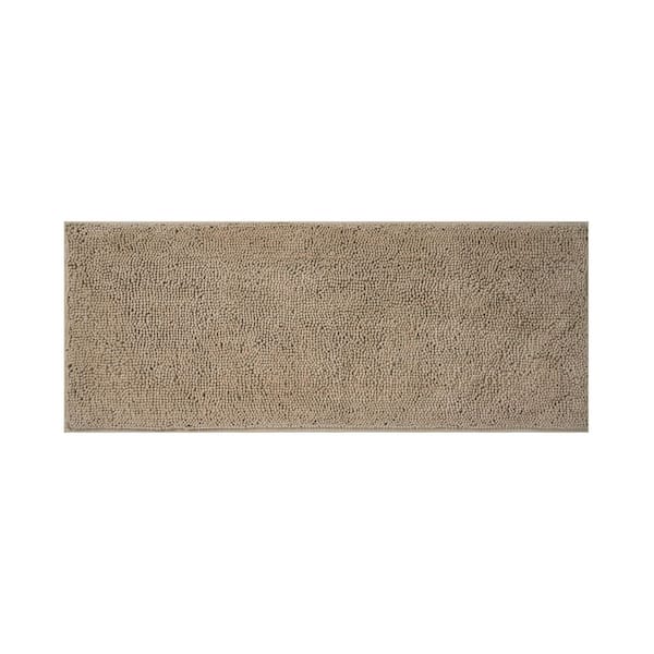 Plush Shag Chenille Linen 24 in. x 60 in. Bath Rug