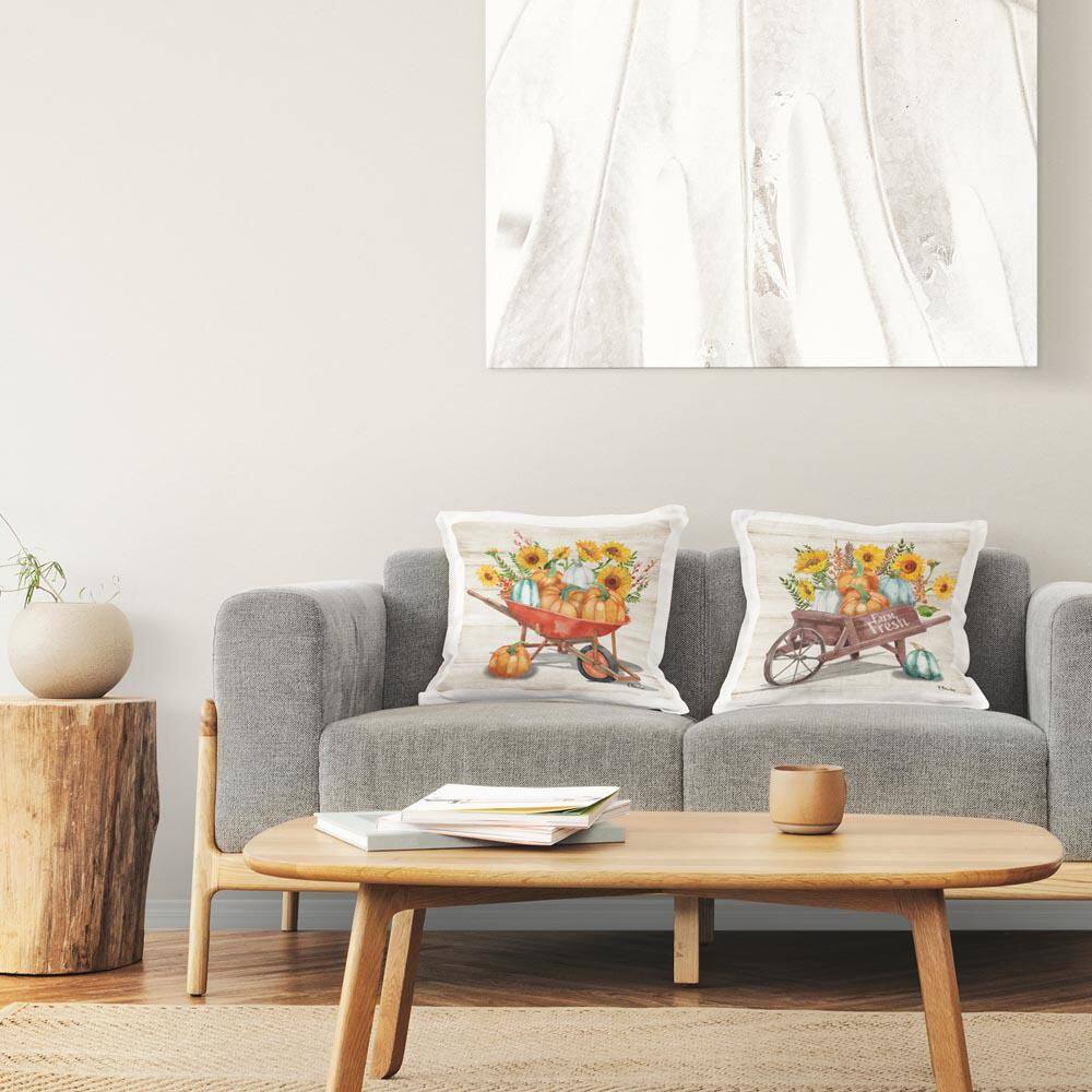 Fall Harvest Wagons Orange Print Polyester 18 in. x 18 in. Throw Pillow Set of 2 price history on PriceWatchPro