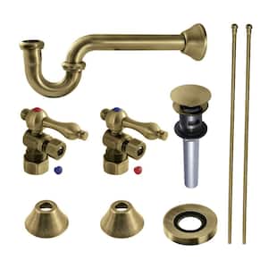 Trimscape Bathroom Plumbing Trim Kits with P-Trap and Drain in Antique Brass