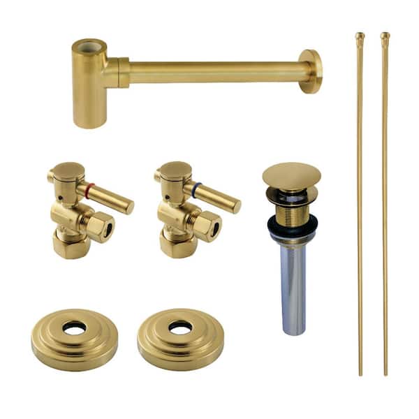 Kingston Brass Trimscape Bathroom Plumbing Trim Kits with P-Trap and Drain (No Overflow) in Brushed Brass