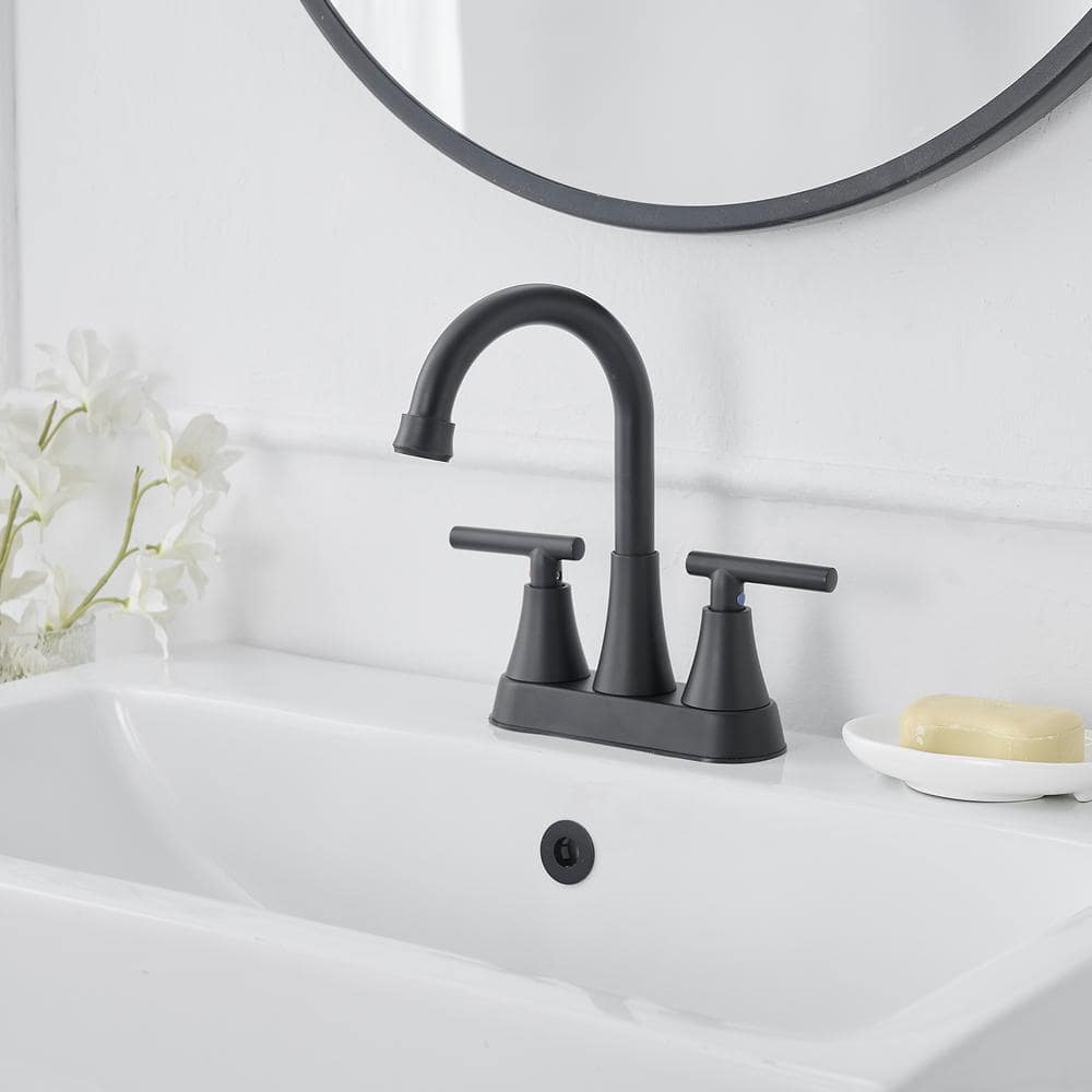 Matte Black Stainless Steel 2-Handle High-Arc Bathroom Faucet