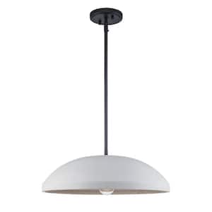 Urban 18 in. 1-Light Black Pendant Light Fixture with Grey Concrete Shade