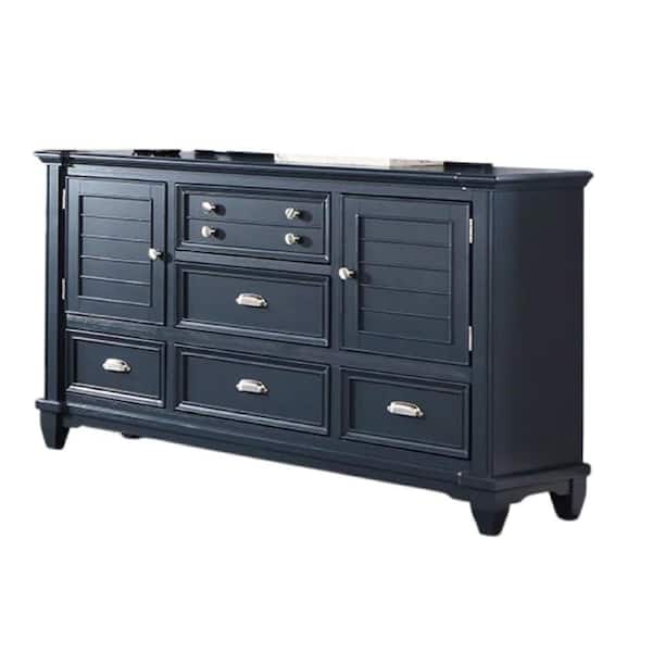 Benjara Zeny Slate Blue 5-Drawer 63.87 in. Wide Dresser without