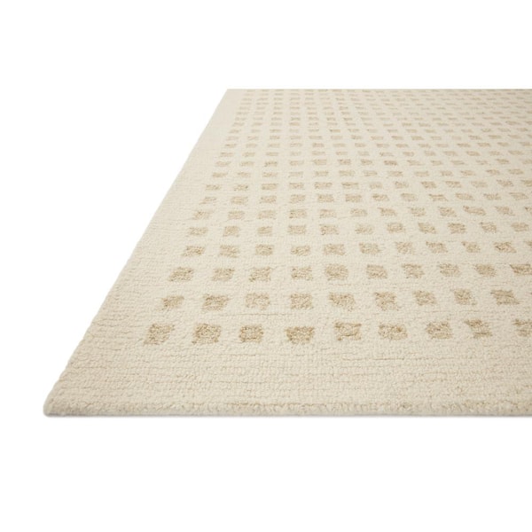 Chris Loves Julia x Loloi Polly Ivory/Natural 18 in. x 18 in. Sample Hand-Tufted Modern Area Rug