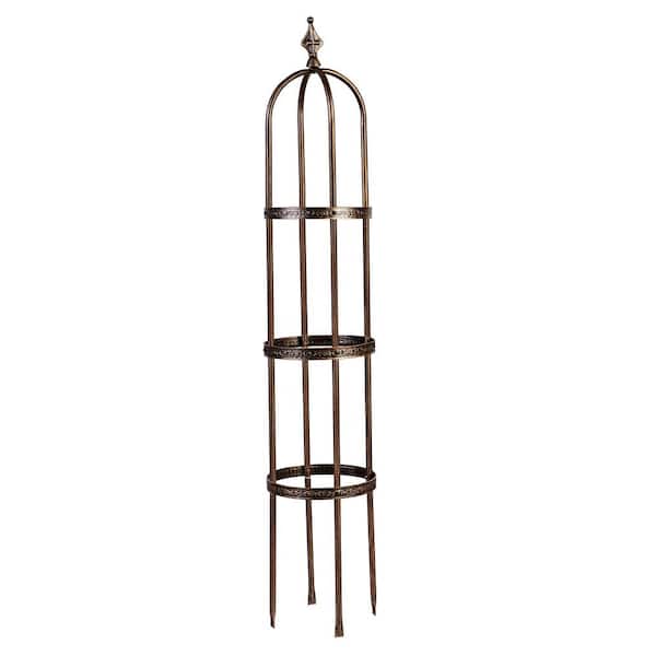 60 in. Powder-Coated Steel Garden Obelisk Trellis - Antique Copper