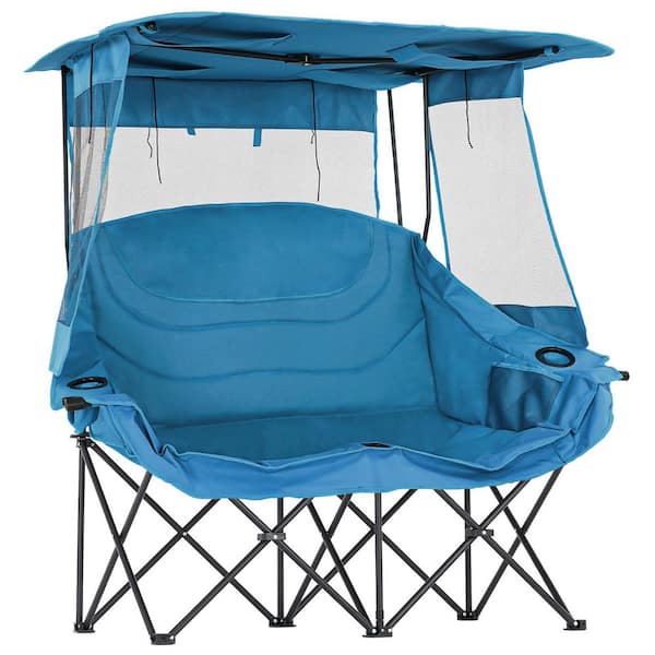 ABORON Double Beach Camping Chair with Canopy Folding 2-Person