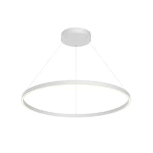 Cerchio 36 in. 1 Light 78-Watt White Integrated LED Pendant Light