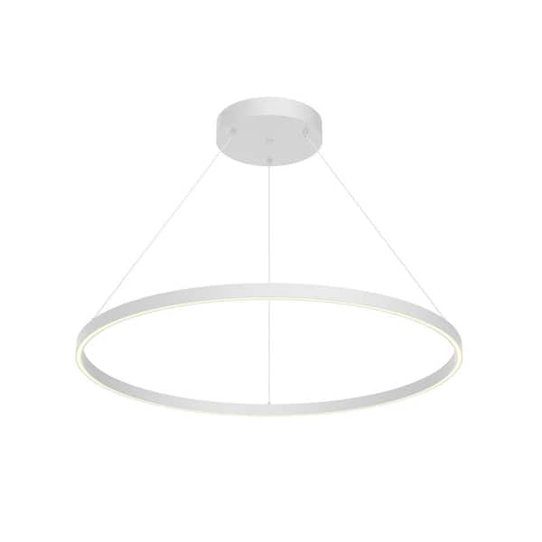 Cerchio 36 in. 1 Light 78-Watt White Integrated LED Pendant Light