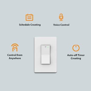 10 Amp 3-Way Smart Home Specialty Light Switch with Wi-Fi and Bluetooth Technology, White, Powered by Hubspace (1-Pack)