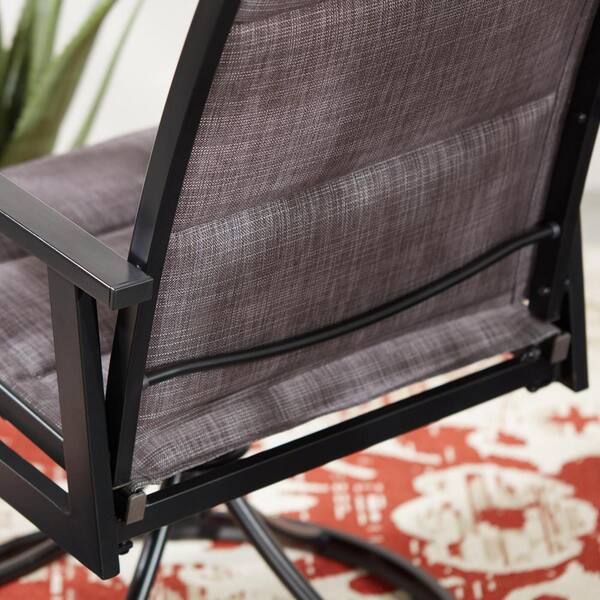 Hampton bay high garden black steel padded sling outdoor patio 2025 swivel dining chairs