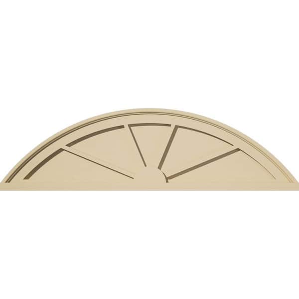 38 in. W x 10-1/2 in. H x 2 in. P Segment Arch 4 Spoke Signature Urethane Pediment, Primed Tan