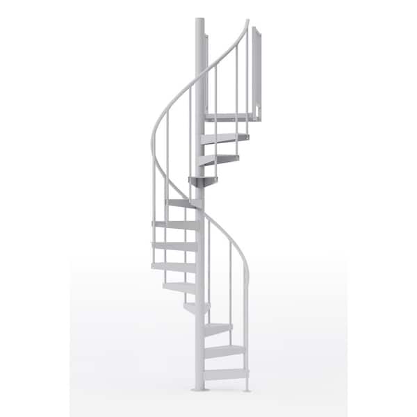 Mylen STAIRS Condor White Interior 42in Diameter, Fits Height 93.5in - 104.5in, 2 42in Tall Platform Rails Spiral Staircase Kit