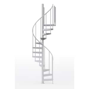 Condor White Interior 42in Diameter, Fits Height 102in - 114in, 2 42in Tall Platform Rails Spiral Staircase Kit