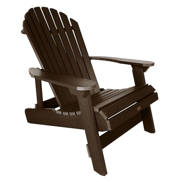Highwood King Hamilton Weathered Acorn Folding and Reclining Recycled Plastic Adirondack Chair