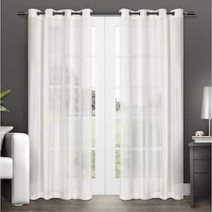 Penny Off-White Solid Sheer Grommet Top Curtain, 50 in. W x 96 in. L (Set of 2)