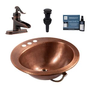 Bell 18 Gauge 19 in. Copper Drop-In Bath Sink in Antique Copper with Ashfield Faucet Kit