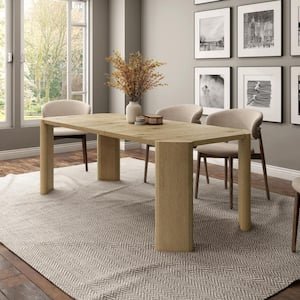 Ashford Modern Farmhouse Natural Oak Wood 84 in. 4 Leg D Expandable Dining Table Seats 6