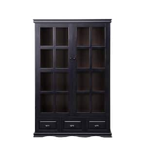 Black 40 in. Width Display Cabinet With 3 Drawers