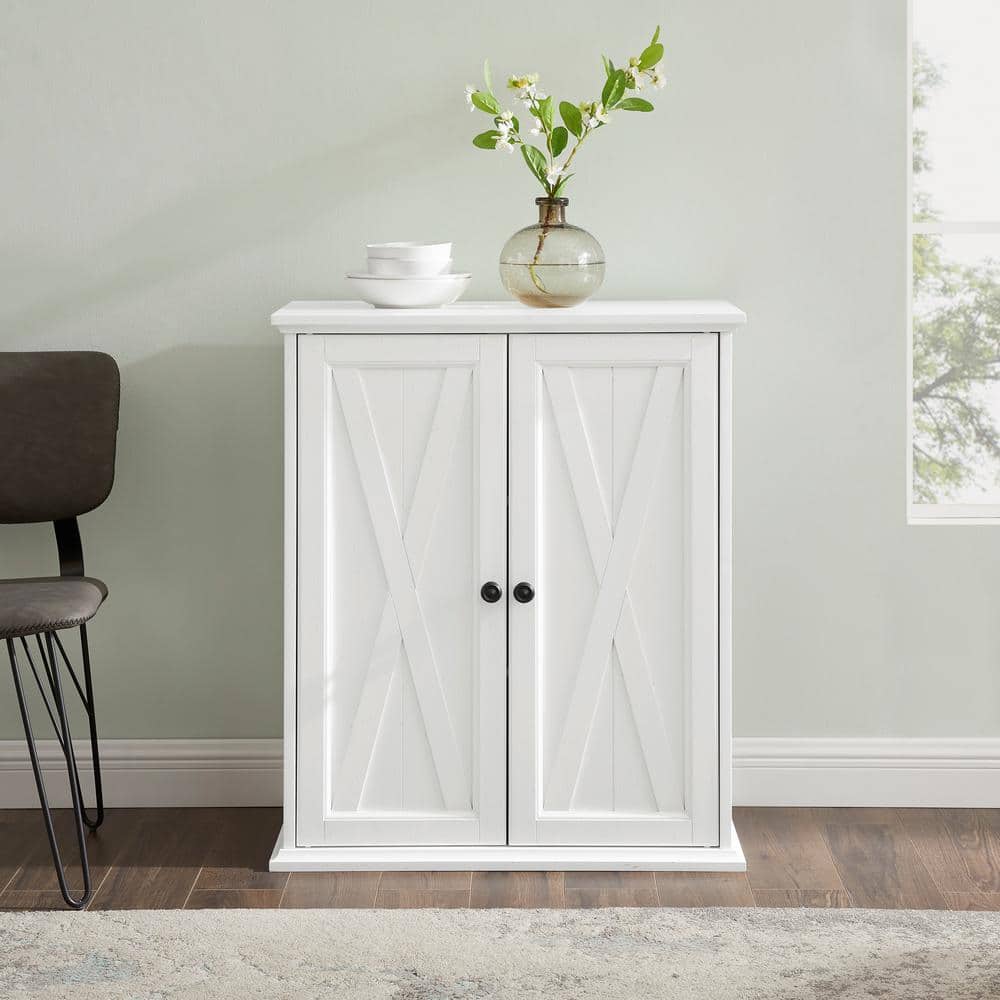 Distressed White Farmhouse Stackable Pantry with Adjustable Shelving