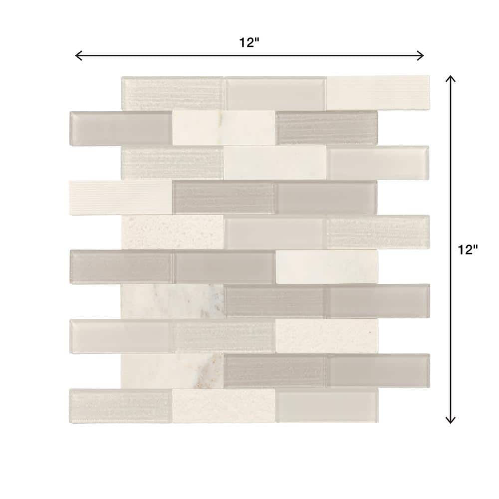 Daphne White Glass and Marble Peel and Stick Mosaic Tile