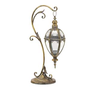 31 Inch Tall Victorian Style Lantern in Frosted Gold
