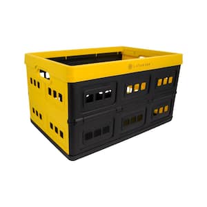 Foldable 33 Qt. Perforated Storage Crate in Yellow/Black