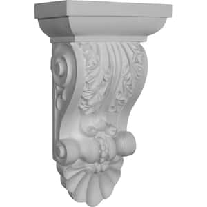 8-1/2 in. x 5 in. x 14-1/2 in. Primed Polyurethane Acanthus with Shell Corbel