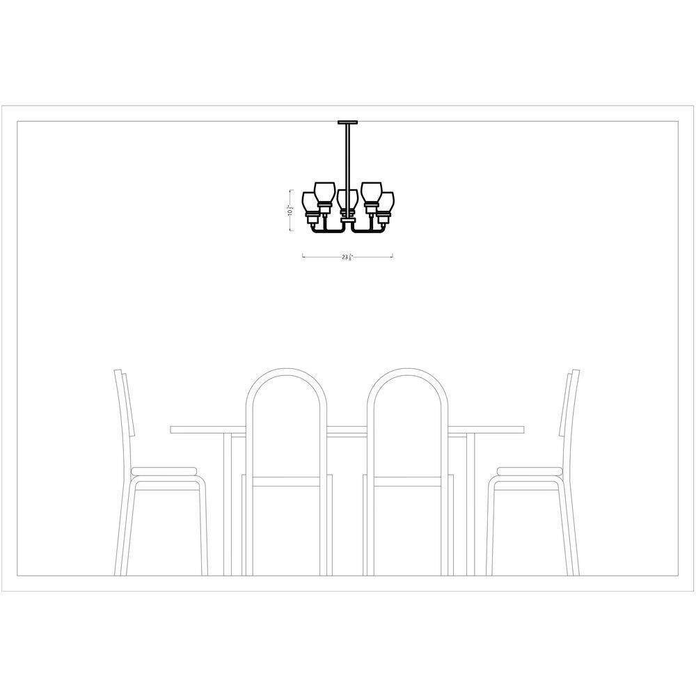 Midnight Black 5-Light Chandelier with Clear Seeded Glass