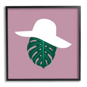 "Tropical Fashion Monstera Leaf Floppy Hat" by Atelier Poster Framed Abstract Wall Art Print 24 in. x 24 in.