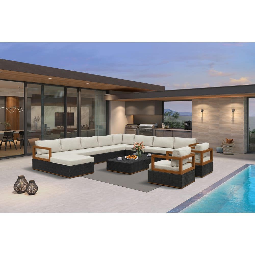 13 Pieces Patio Conversation Sets All Weather Outdoor Couch Sectional Set with Cushion Conversation Set Black price history on PriceWatchPro