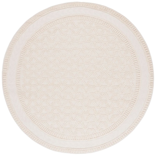Paros 7 ft. x 7 ft. Round Ivory Micro Geometric Area Rug