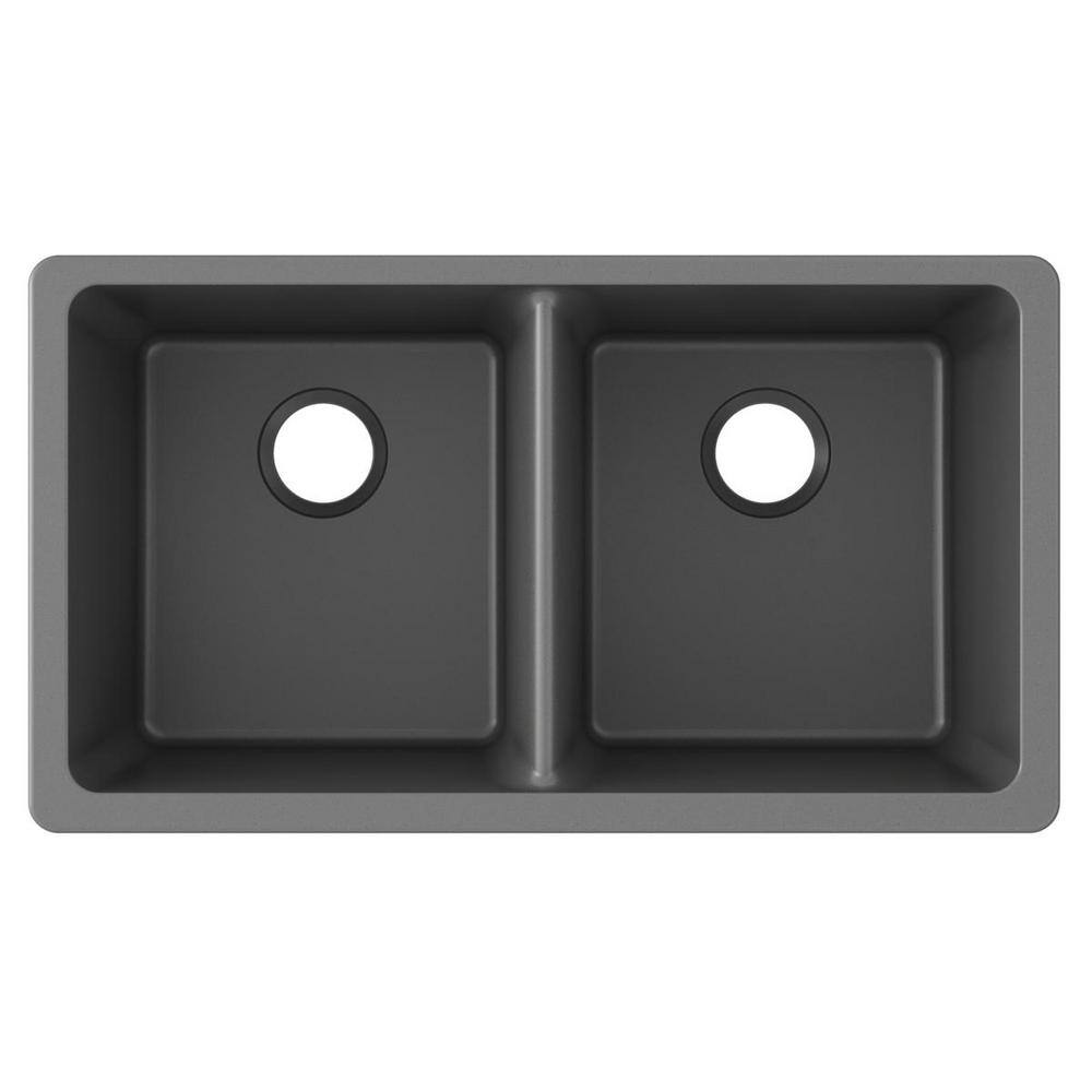 Graphite Double Bowl Undermount Quartz Kitchen Sink