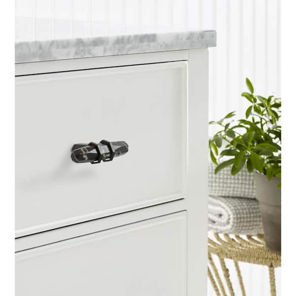 Carrione 2-1/2 in. (64mm) Modern Marble Black/Black Bronze Bar Cabinet Knob