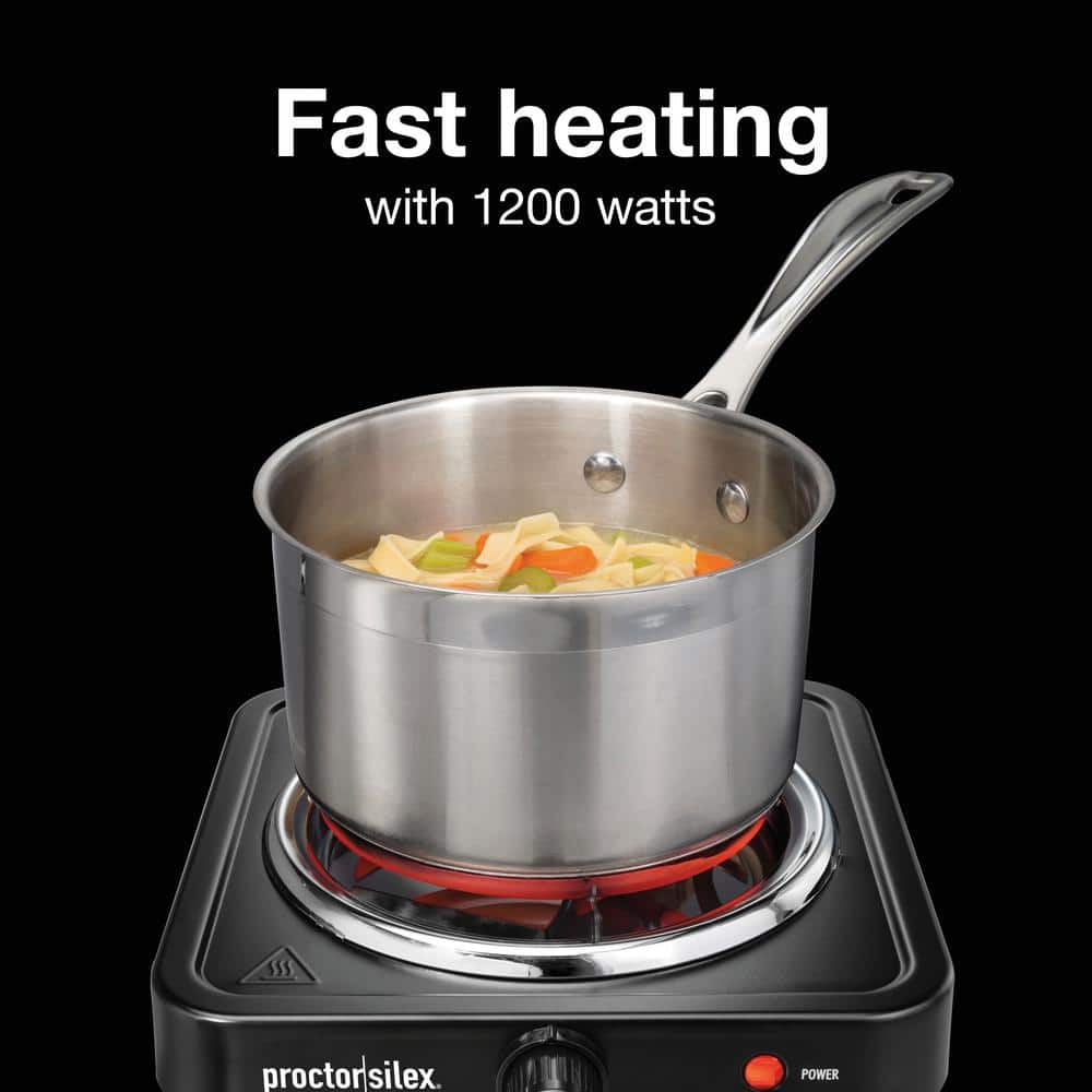 Proctor Silex Black Stainless Steel Single Burner Electric Cooktop