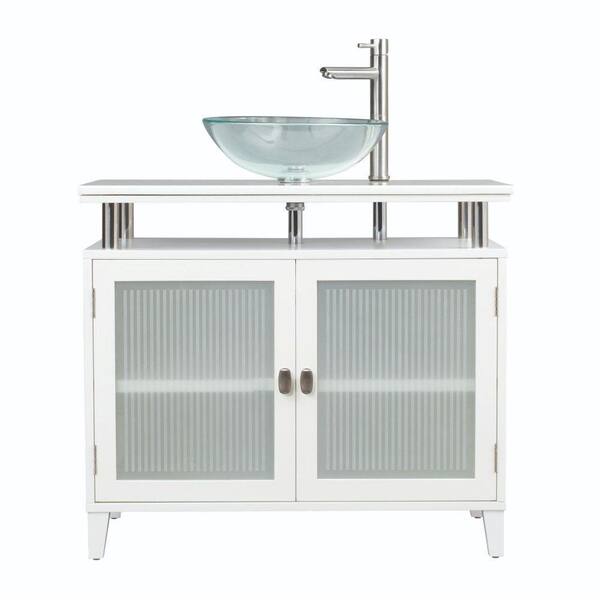 Home Decorators Collection Moderna 36 in. Vanity in White with Marble Vanity Top in White and Glass Basin