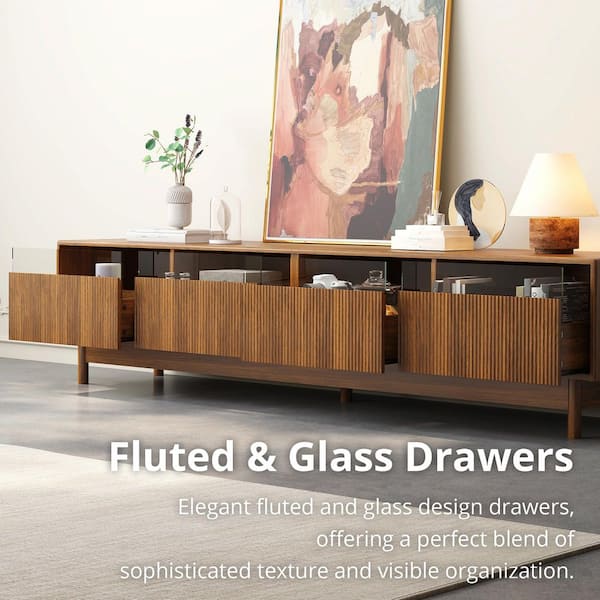 Harper & Bright Designs Modern Walnut TV Stand Entertainment