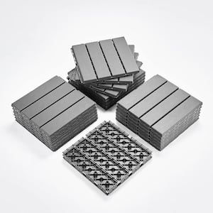 1 ft. W x 1 ft. L  Plastic Interlocking Deck Tiles Wood Grain Gray (30-Pack)