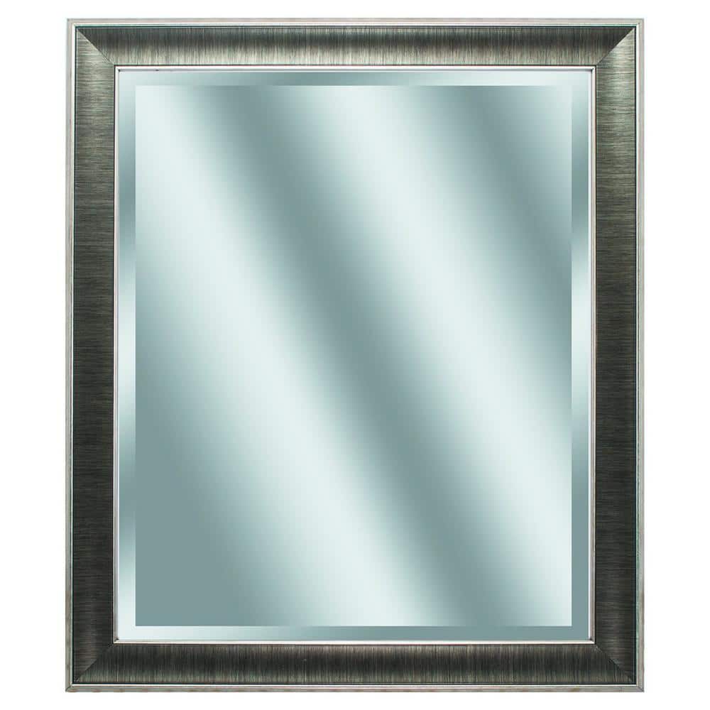 HomeRoots Victoria 28 in. x 24 in. Classic Square Framed Gray Vanity Mirror  366033 The Home Depot