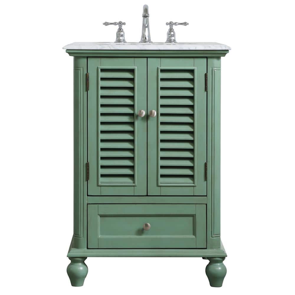 Simply Living 24 in. Single Bathroom Vanity in Vintage Mint with Marble Van