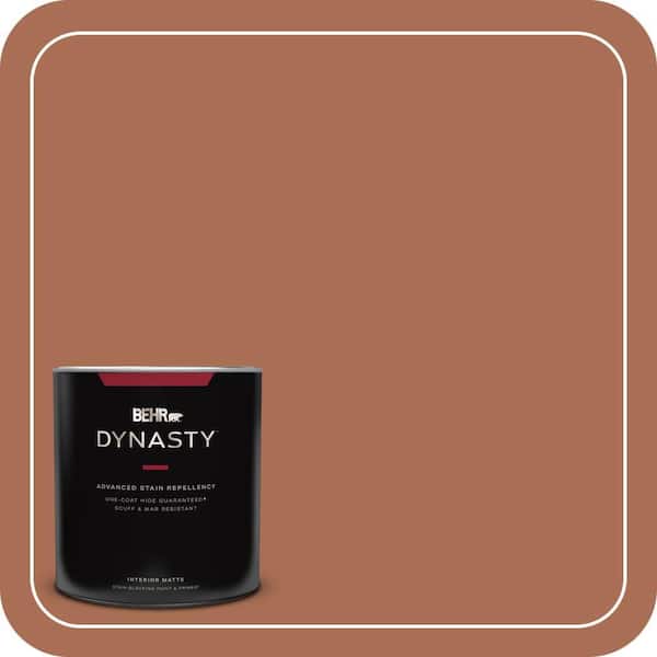 BEHR DYNASTY 1 qt. #MQ1-28 Orange Flambe One-Coat Hide Matte Interior Stain-Blocking Paint and Primer