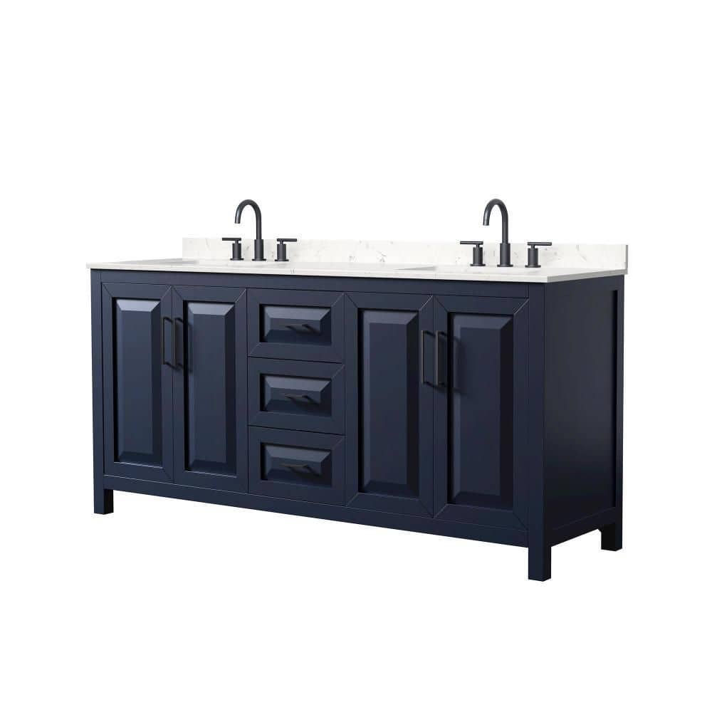 Daria 72 in. Double Freestanding Dark Blue Bath Vanity with Top price history on PriceWatchPro