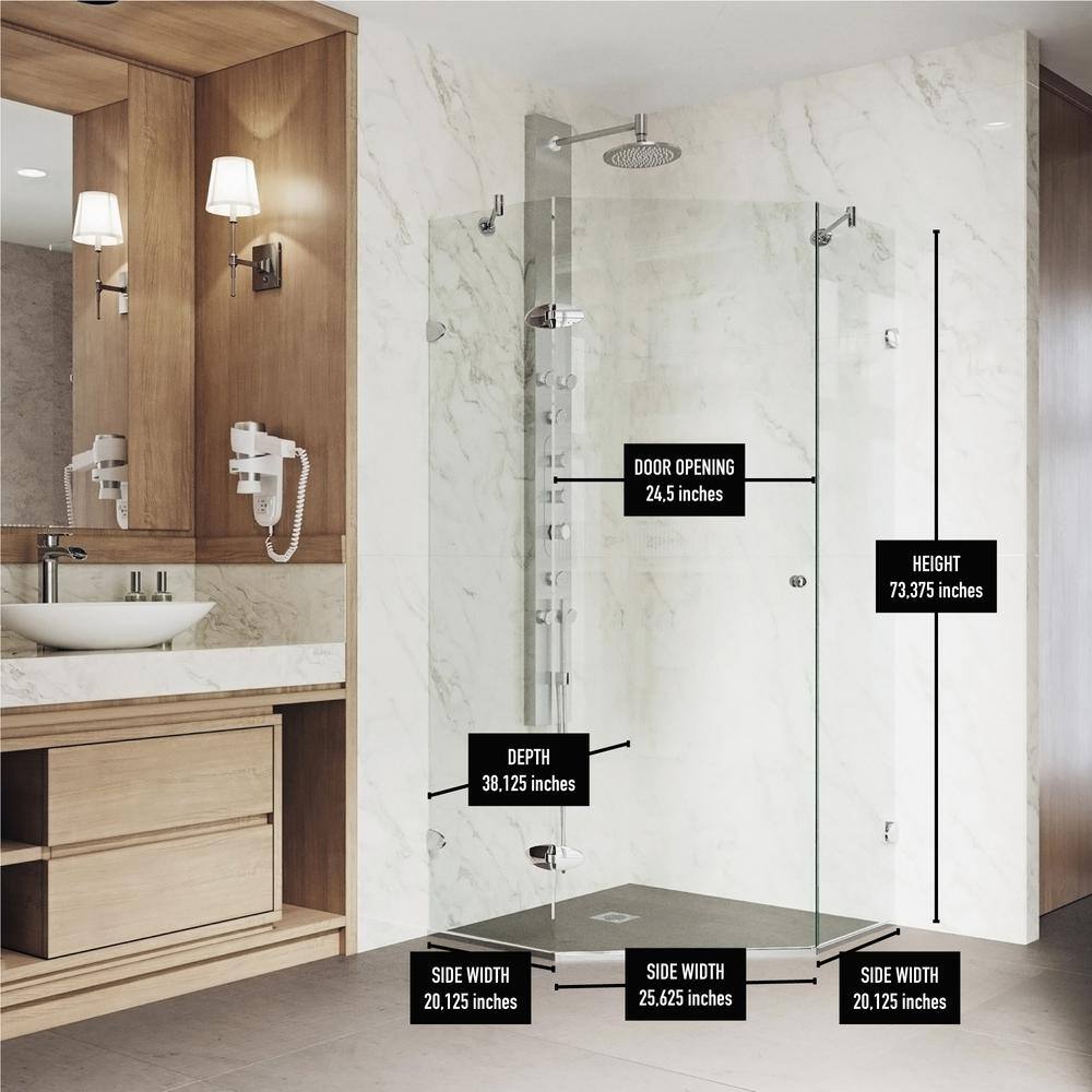 Verona 42" Frameless Neo-Angle Shower Enclosure with Brushed Nickel Hardware