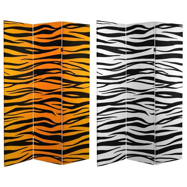 Unbranded Tiger Print 6 ft. Printed 3-Panel Room Divider