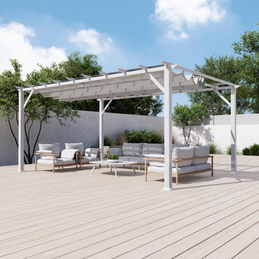 Paragon Outdoor Florence 11 ft. x 16 ft. Aluminum Pergola in White