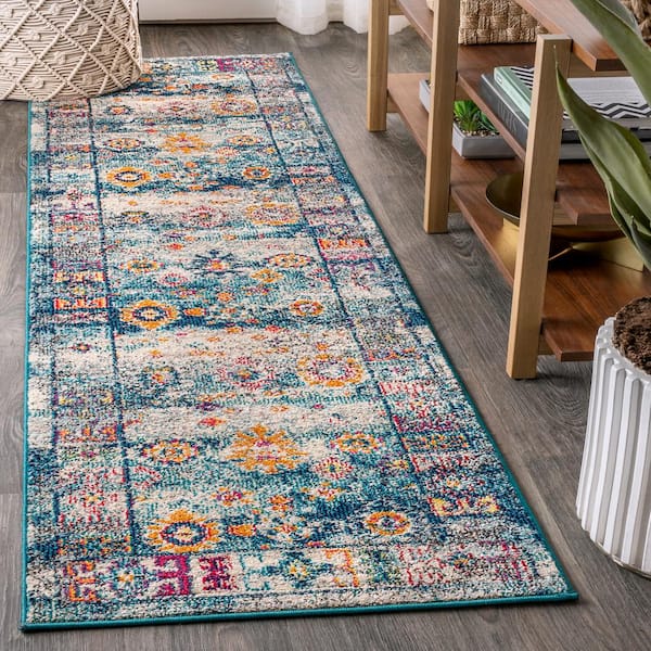 JONATHAN Y Bohemian FLAIR Boho Vintage Faded Navy/Cream 2 ft. 3 in. x 8 ft. Runner Rug